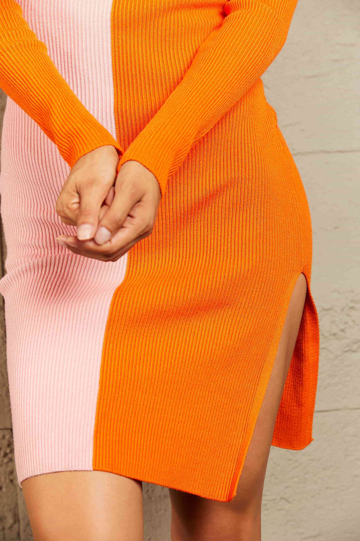 Stilla | Højre Kontrast Slids Sweater Kjole