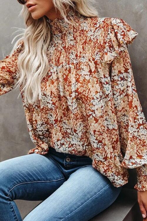 Stilla | Smocked Lantern Sleeve Ruffled Blouse