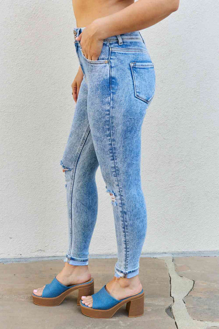 Stilla | Emma Full Size Høj Talje Distressed Skinny Jeans