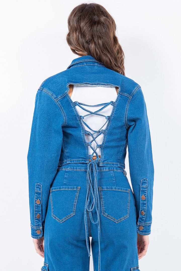 Stilla | Bazi Snittet Ryg Cropped Denim Jakke