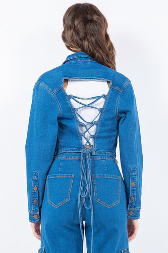 Stilla | Bazi Snittet Ryg Cropped Denim Jakke