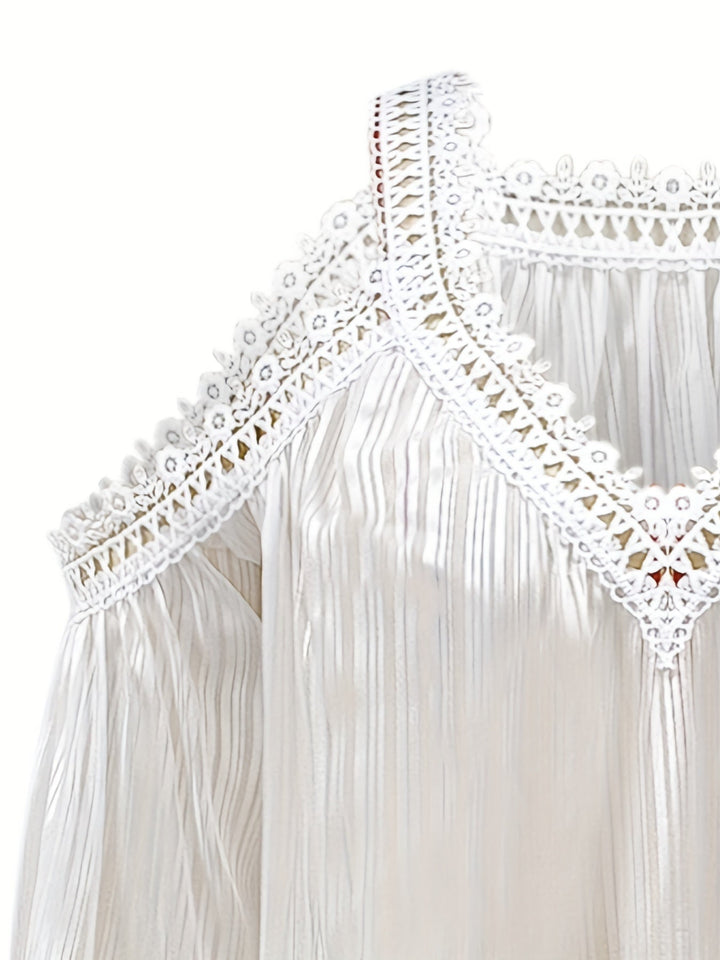 Stilla | Bluse Draperet Med Spidskant