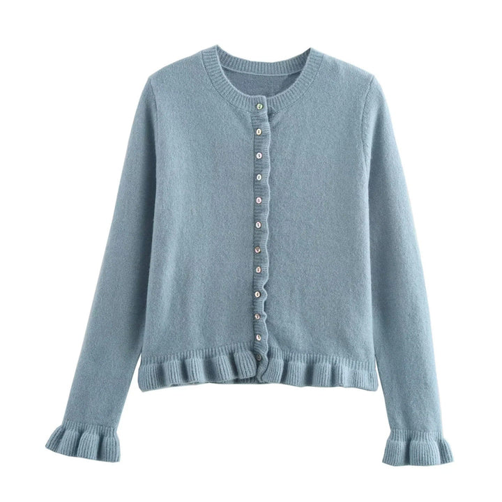 Stilla | Rynket Kvinders Cardigan med Knapper, Chic Laget Top
