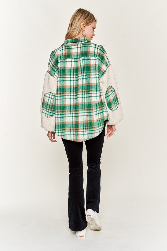 Stilla | Plaid Fuzzy Sleeve Jacket