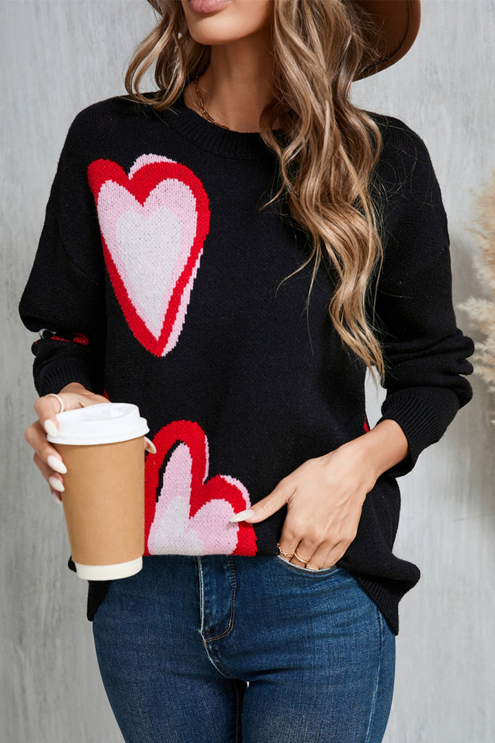 Stilla | Rundhals Sweater Med Lange Ærmer i Hjerteform