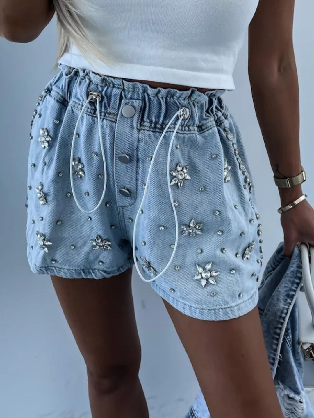 Stilla | Snøre Denim Shorts