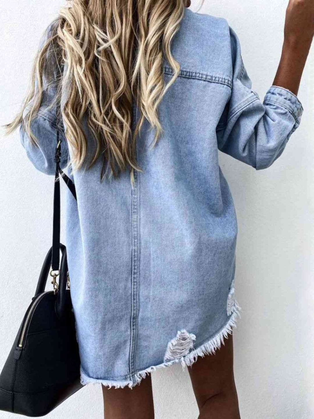 Stilla | Hem Krave Langærmet Denim Jakke