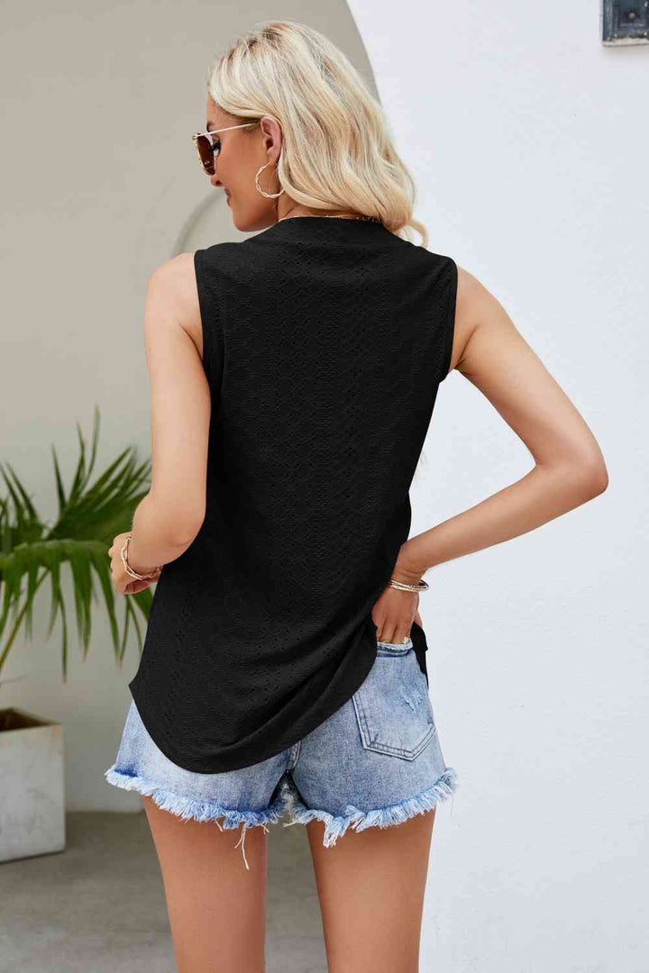 Stilla | Hals Kurvet Kant Eyelet Tank