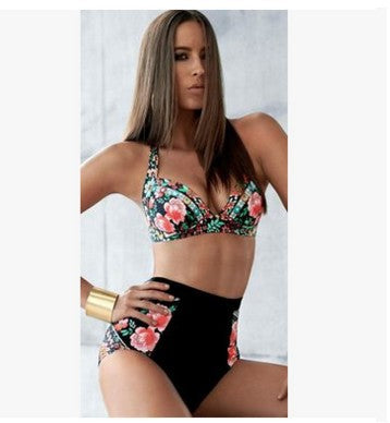 Damer højtaljede floral bikini sæt Skovae