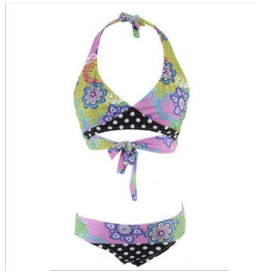 Dame Triangel-Bikini med livligt blomsterprint og prikket buks Skovae
