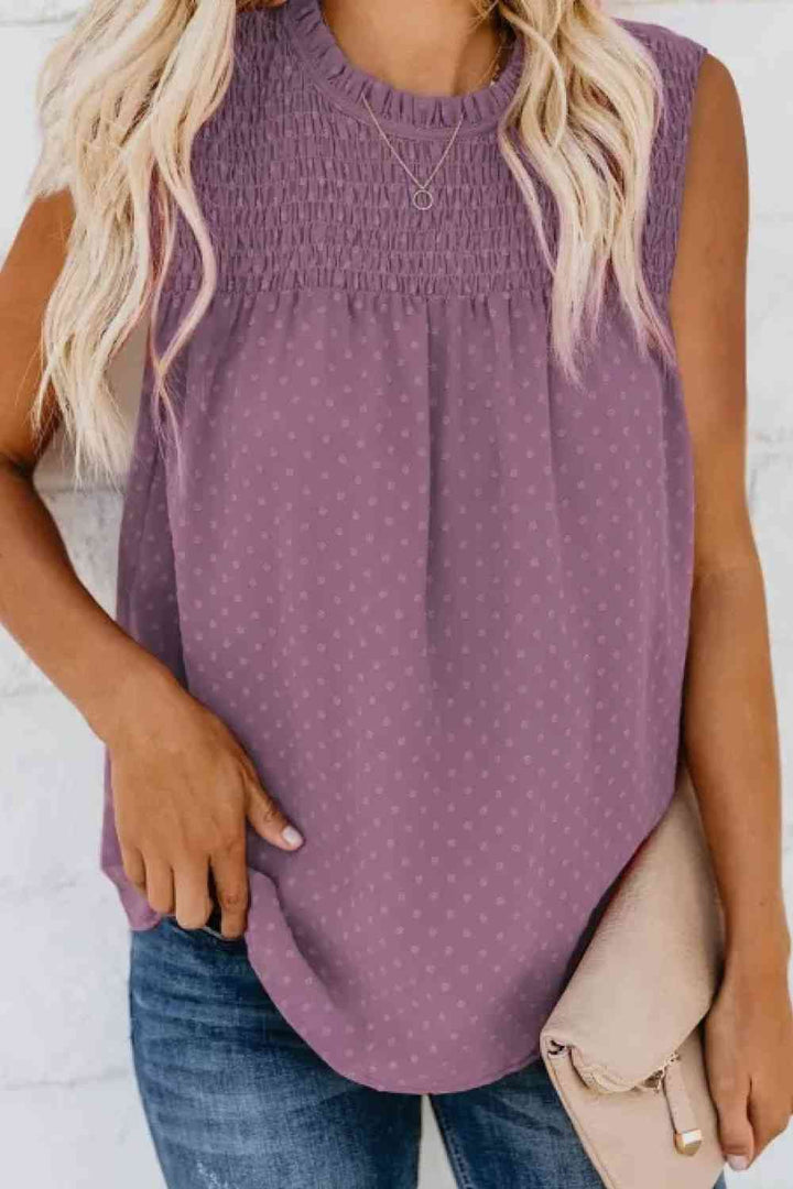 Stilla | Smocked Tie Back Frill Trim Tank