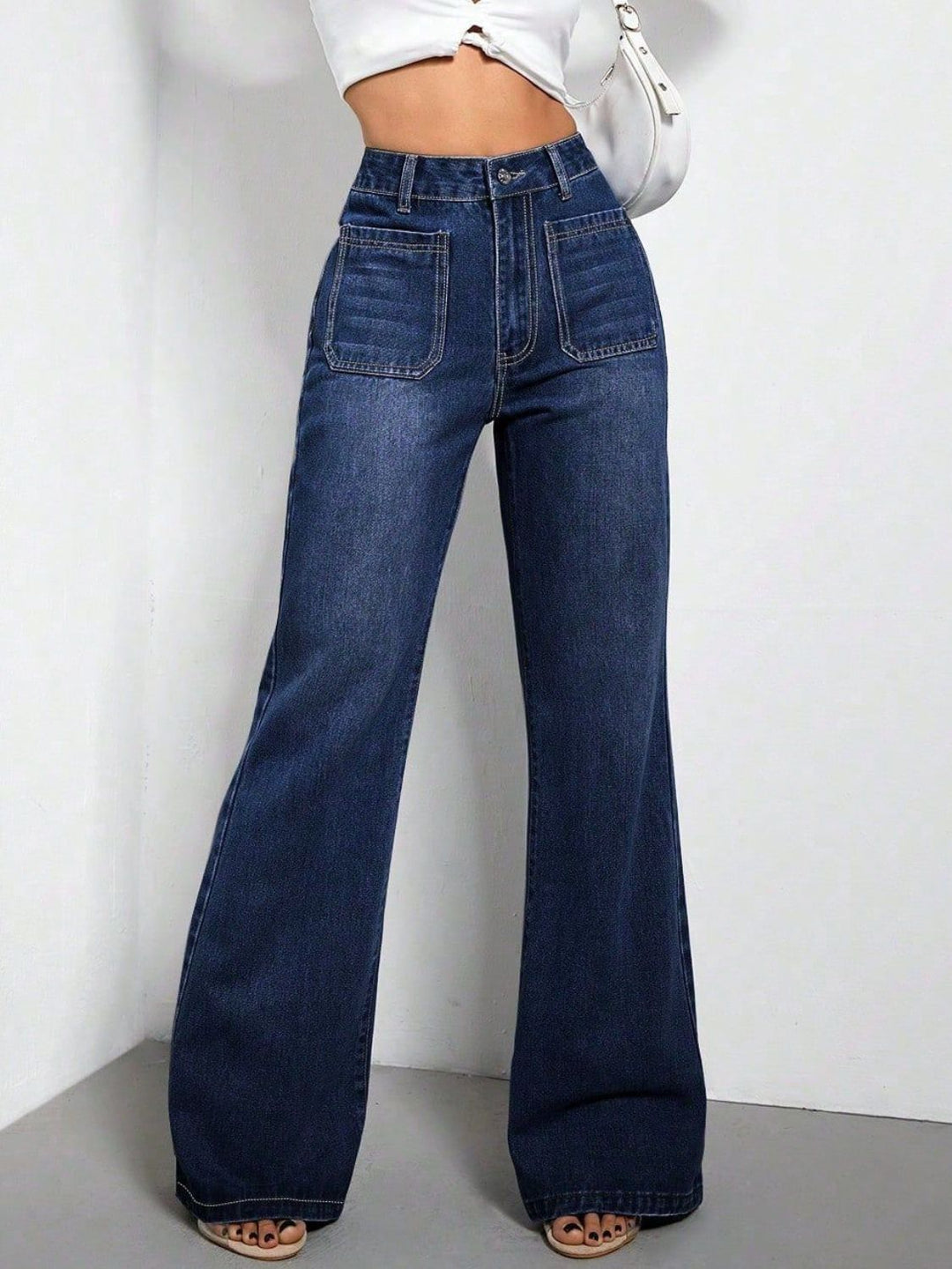 Stilla | Talje Bootcut Jeans med Lommer