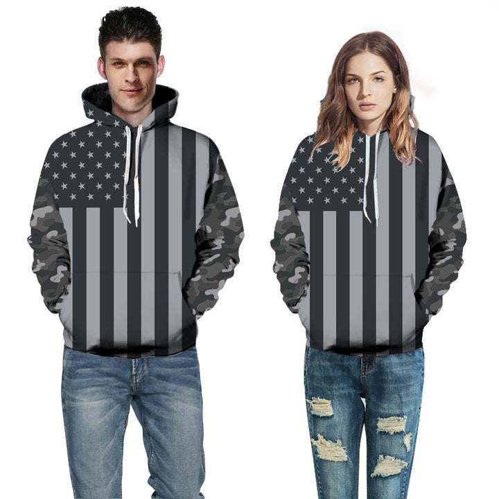 Dame hættebluse med camouflage-inspireret flagmotiv Stilla