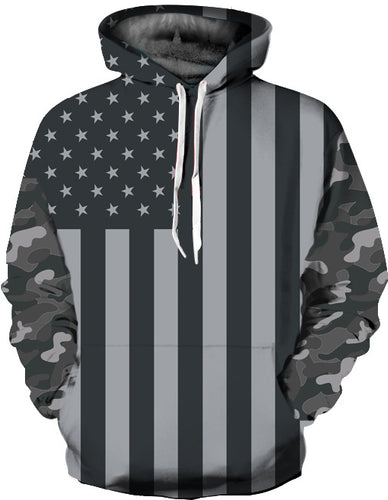 Dame hættebluse med camouflage-inspireret flagmotiv Stilla