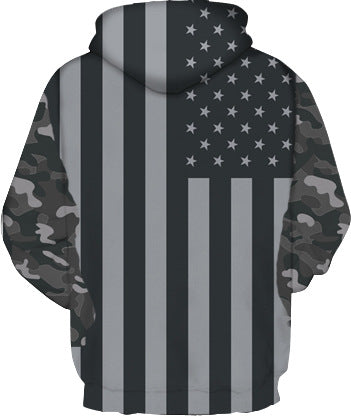 Dame hættebluse med camouflage-inspireret flagmotiv Stilla