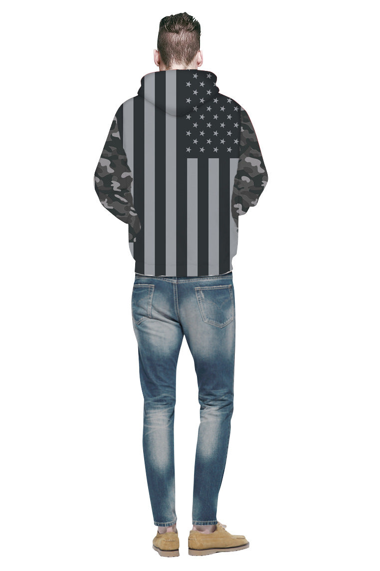 Dame hættebluse med camouflage-inspireret flagmotiv Stilla