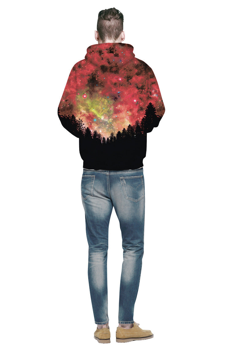 Unisex hættepullover med kreative galaktiske motiver og stilfuld farveovergang Stilla