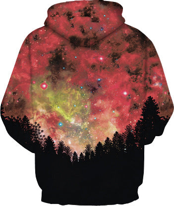 Unisex hættepullover med kreative galaktiske motiver og stilfuld farveovergang Stilla