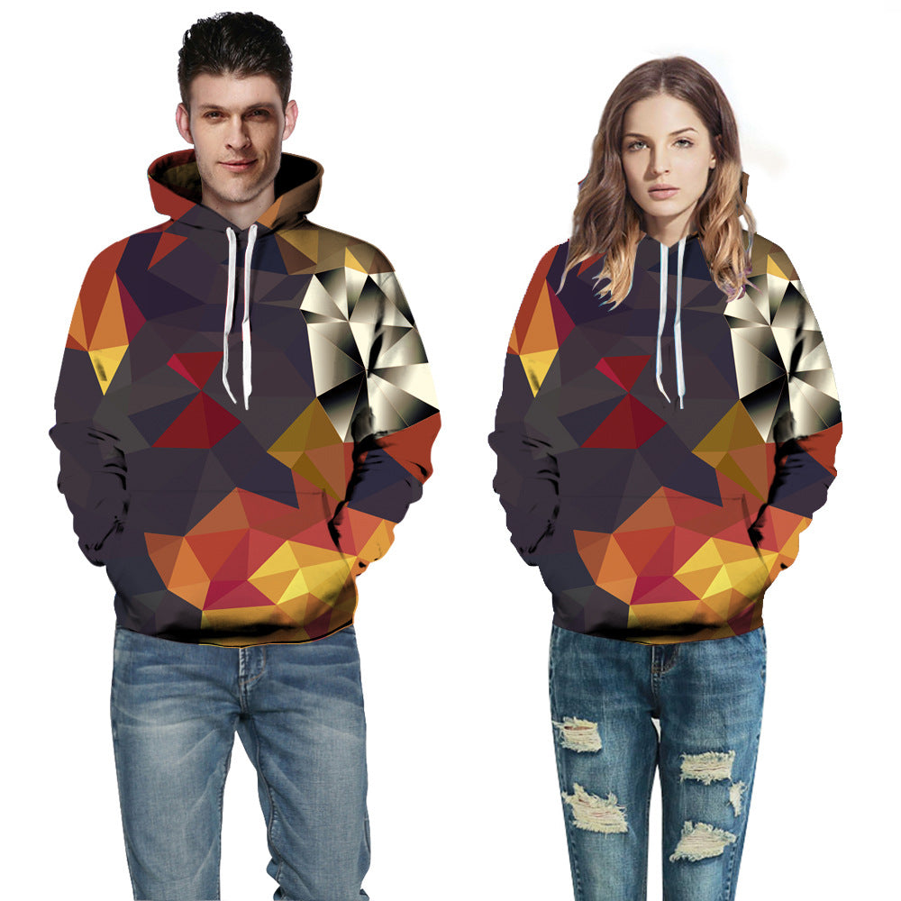 Unisex Hættetrøje med geometrisk design og livlige farver Stilla
