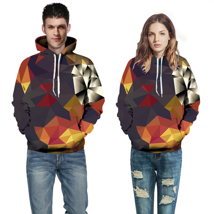 Unisex Hættetrøje med geometrisk design og livlige farver Stilla