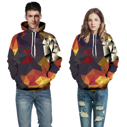 Unisex Hættetrøje med geometrisk design og livlige farver Stilla