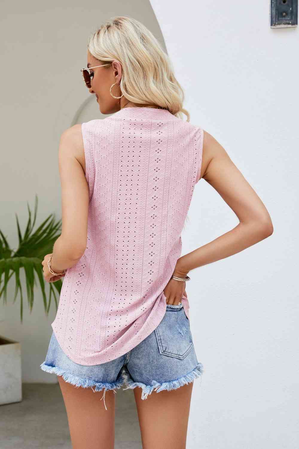 Stilla | Hals Kurvet Kant Eyelet Tank