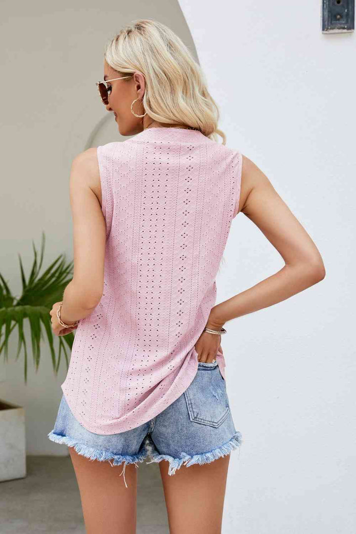 Stilla | Hals Kurvet Kant Eyelet Tank