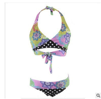 Dame Triangel-Bikini med livligt blomsterprint og prikket buks Skovae