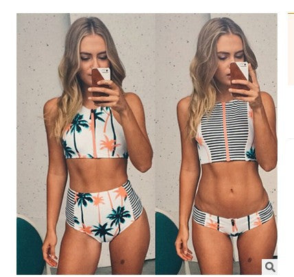 Dame Crop-Top Bikini med høj talje Slip Skovae