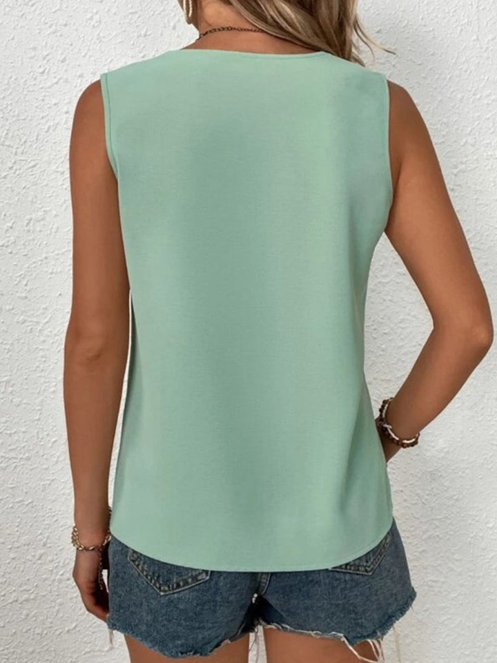 Stilla | Plus Size Blonde Detalje V-Hals Tank