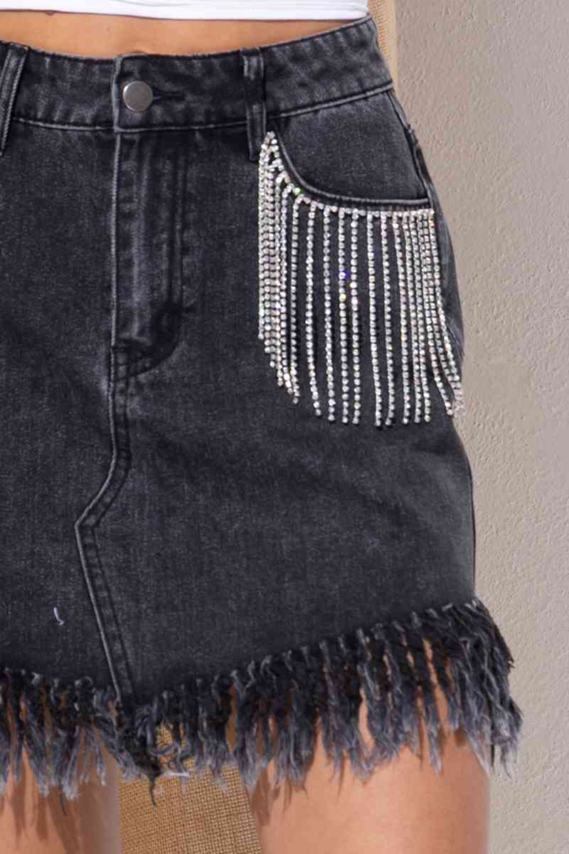 Stilla | Frynse Denim Nederdel