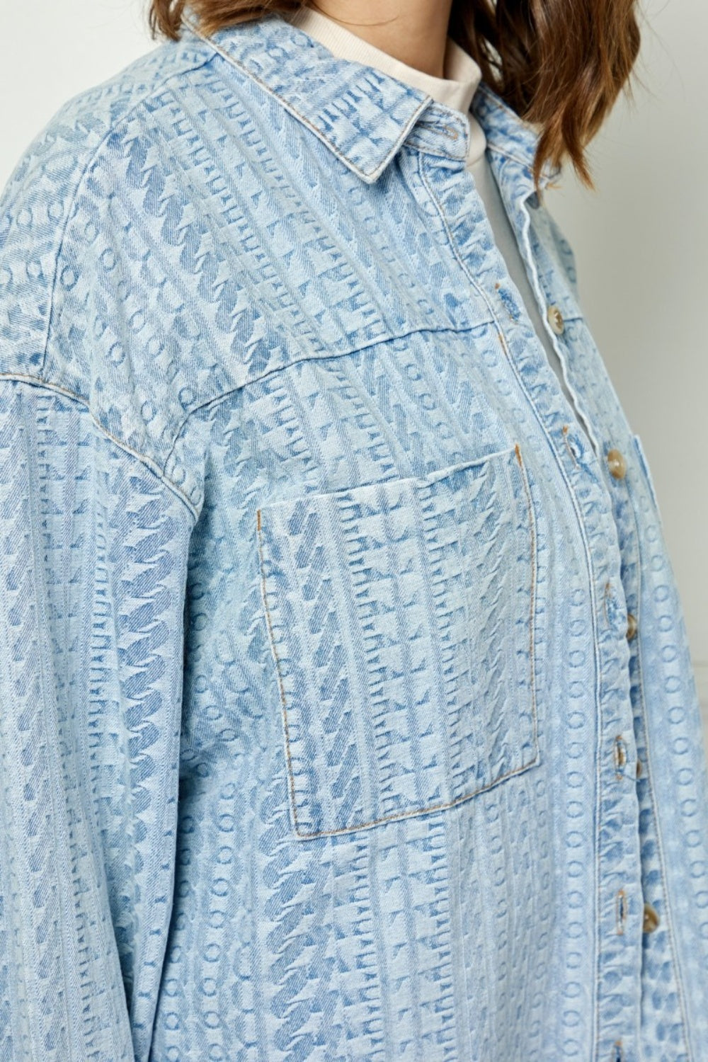 Stilla | Button Up Dropped Shoulder Denim Top
