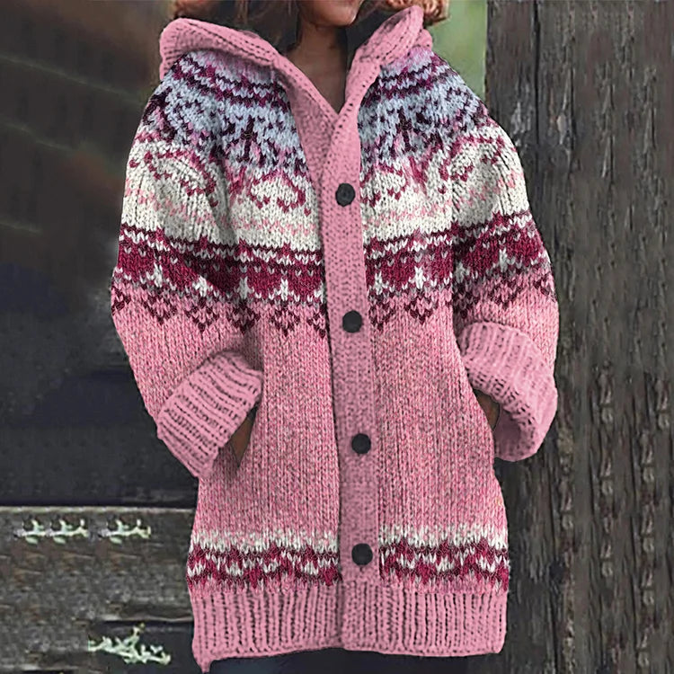 Stilla | Varme Strikkardigan med Print