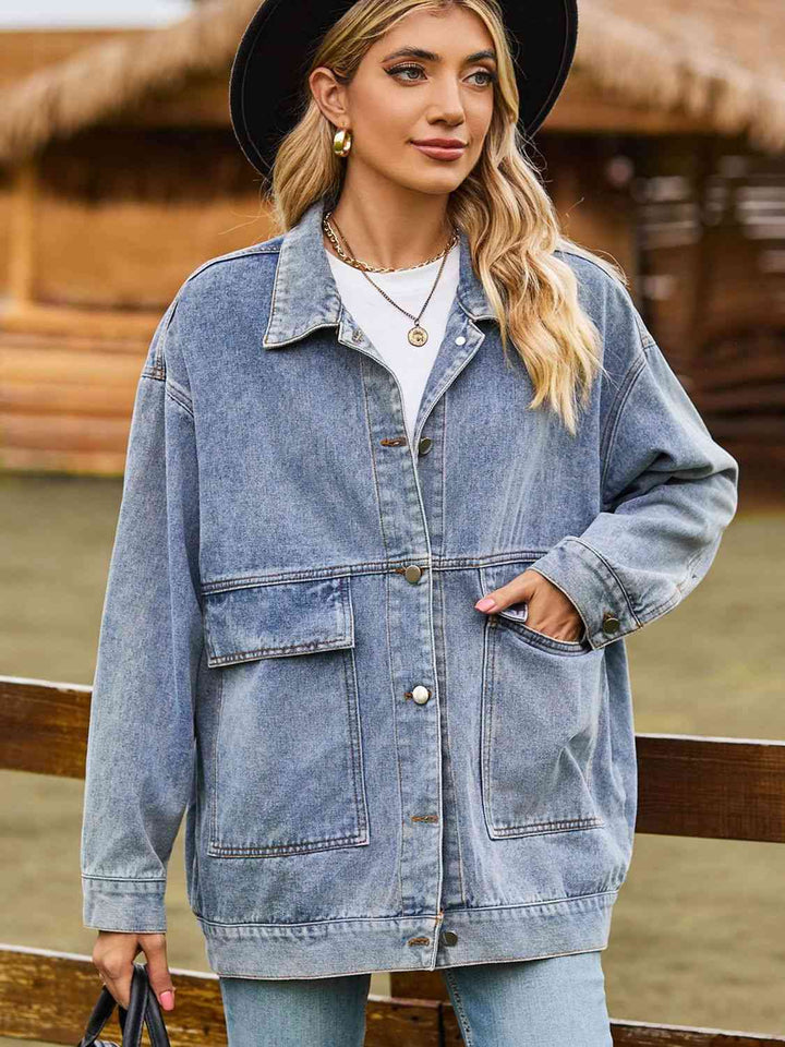 Stilla | Skulder Denim Jakke Med Lommer