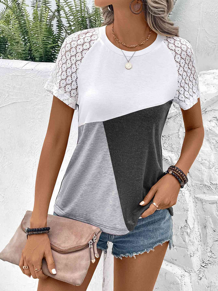 Stilla | Block Raglan Ærme Rund Hals T-shirt