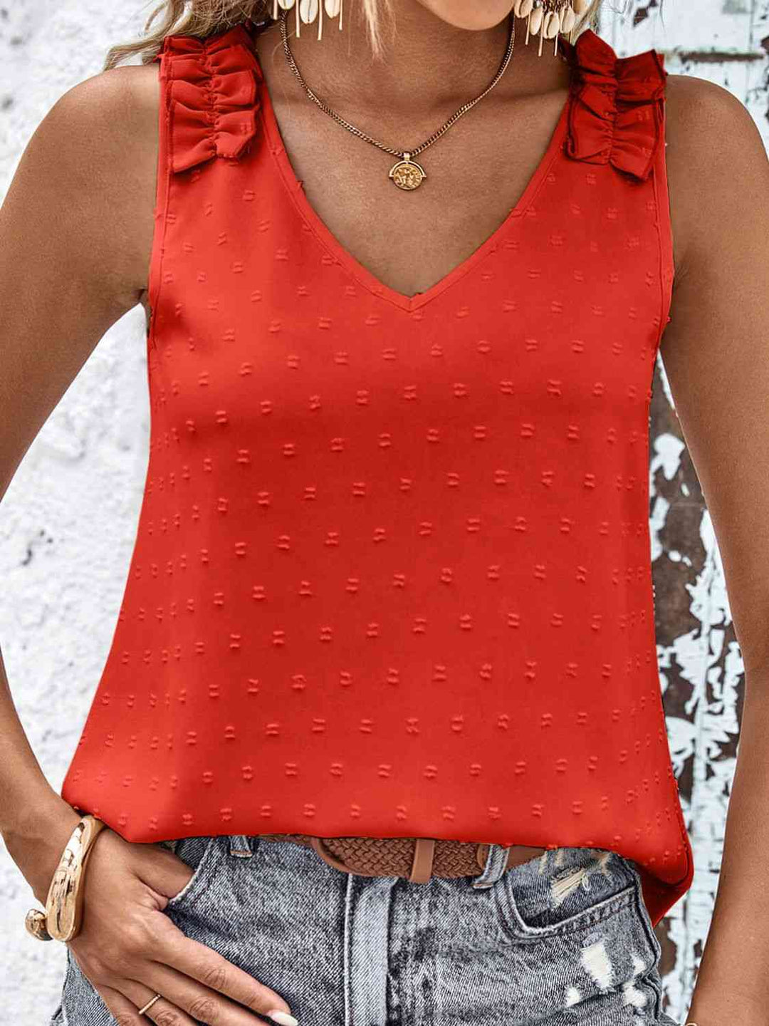 Stilla | Dot Shoulder Detail V-hals Tank