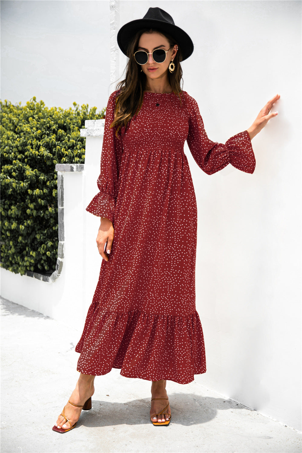 Stilla | Puff Ærme Ruffle Maxi Kjole