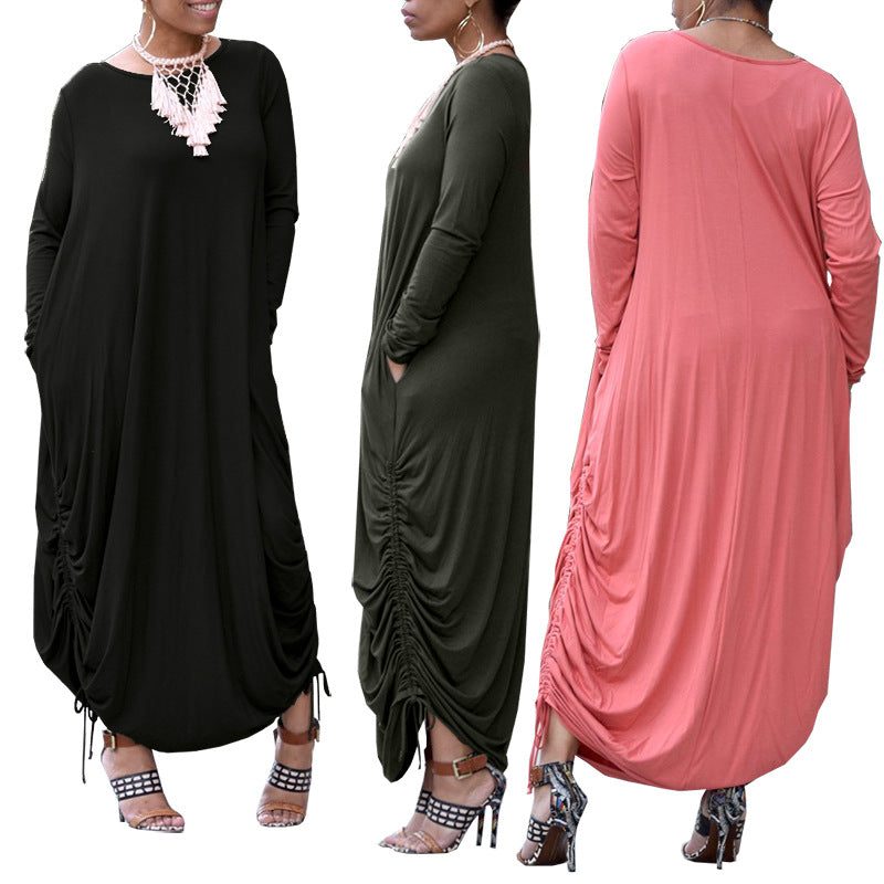 Dame Løs Maxi-kjole med asymmetrisk snit og draperinger Stilla