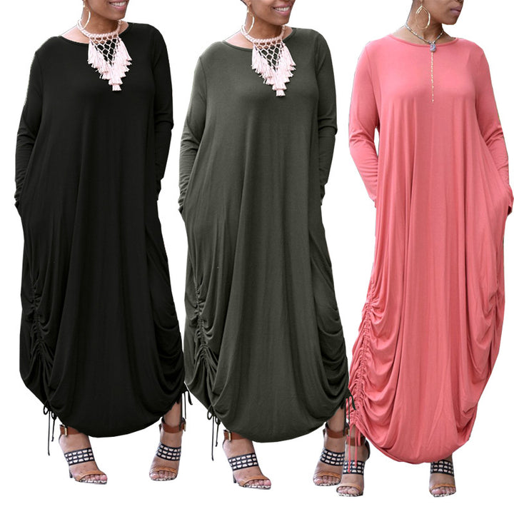 Dame Løs Maxi-kjole med asymmetrisk snit og draperinger Stilla