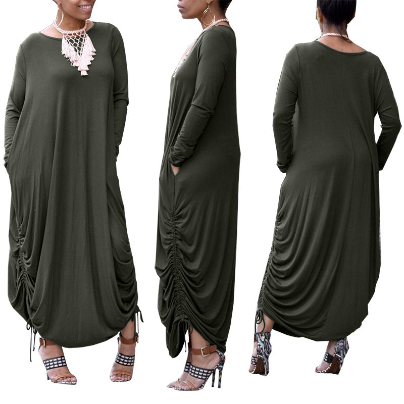 Dame Løs Maxi-kjole med asymmetrisk snit og draperinger Stilla