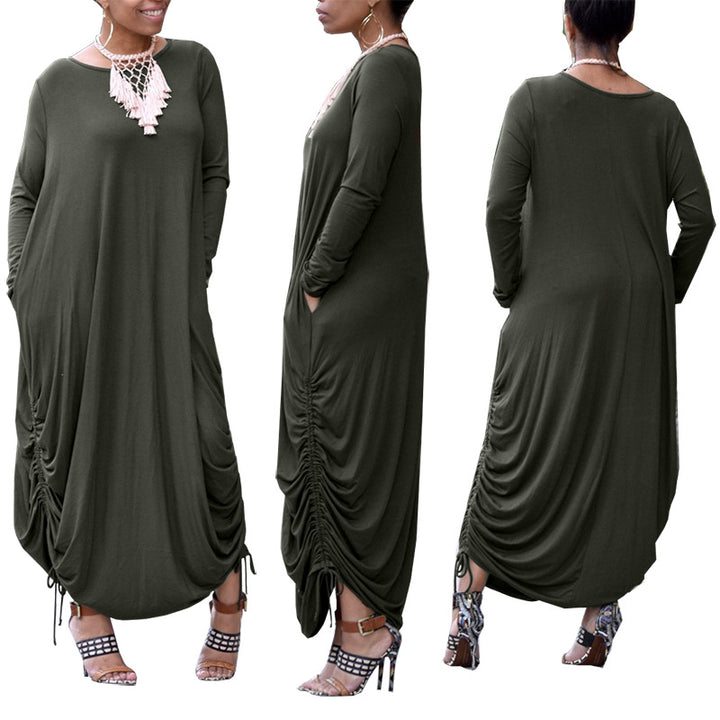 Dame Løs Maxi-kjole med asymmetrisk snit og draperinger Stilla