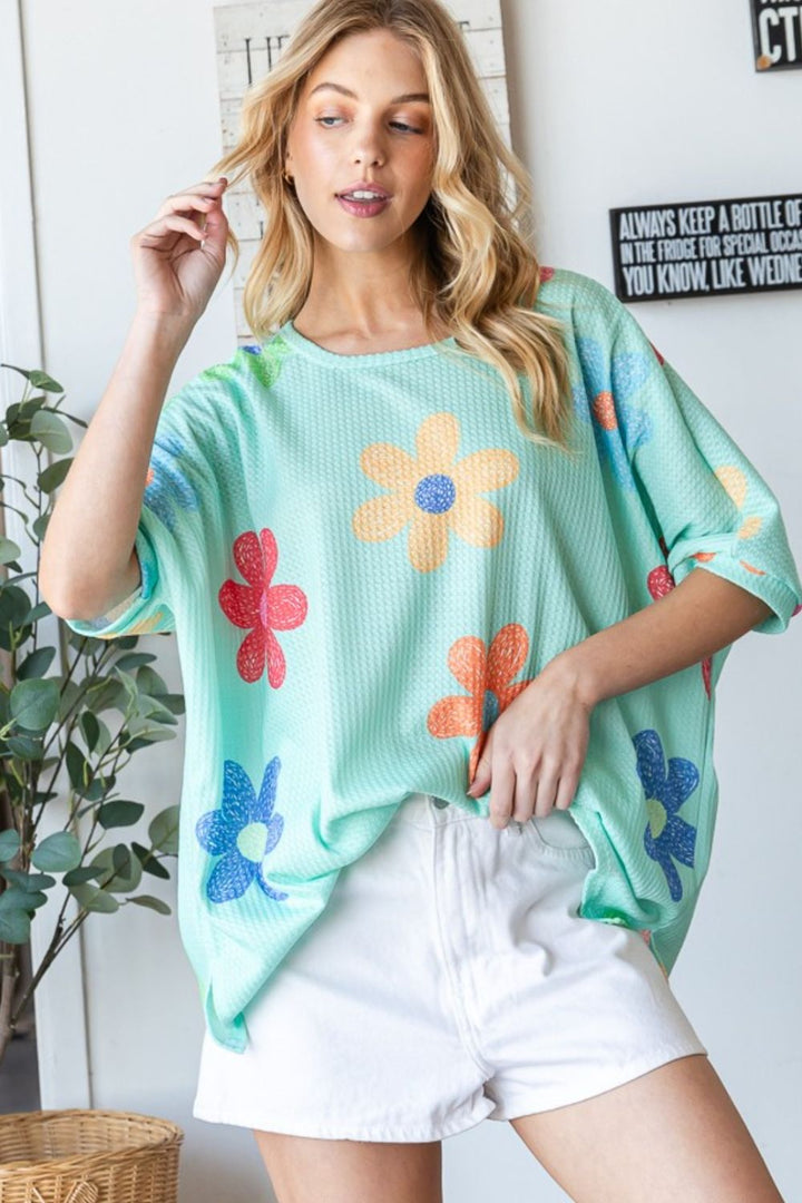 Stilla | Floral Waffle Oversize T-Shirt