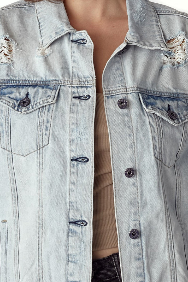 Stilla | Distressed Button up Jakke
