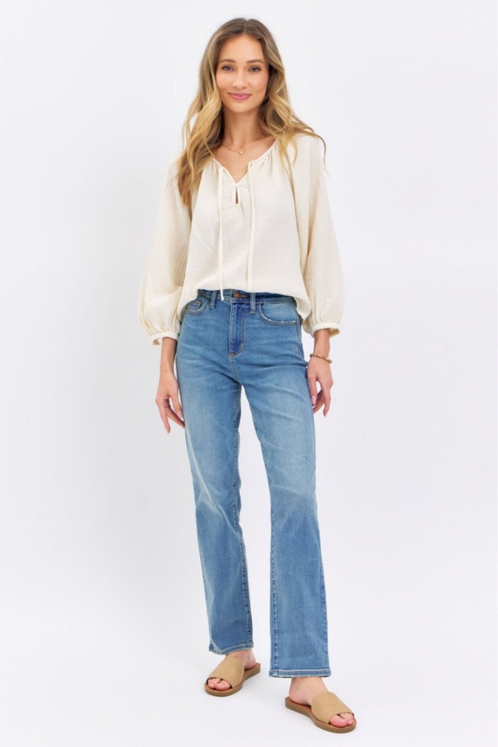 Stilla | Blå Fuld Størrelse Høj Talje Straight Jeans