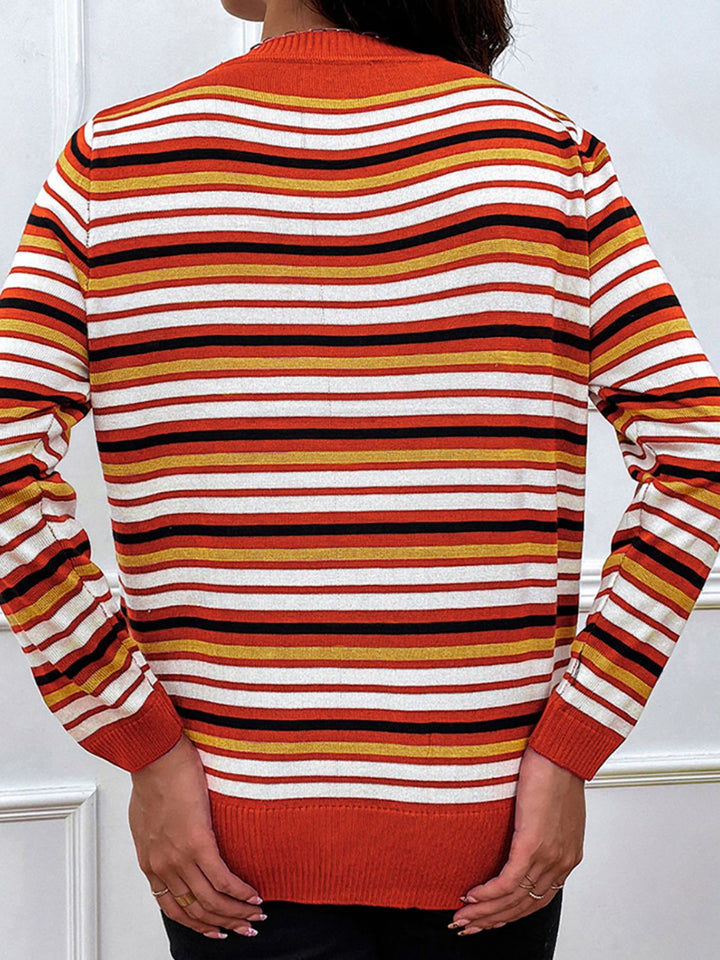 Stilla | Pullover med lange ærmer og rund hals med glinsende striber