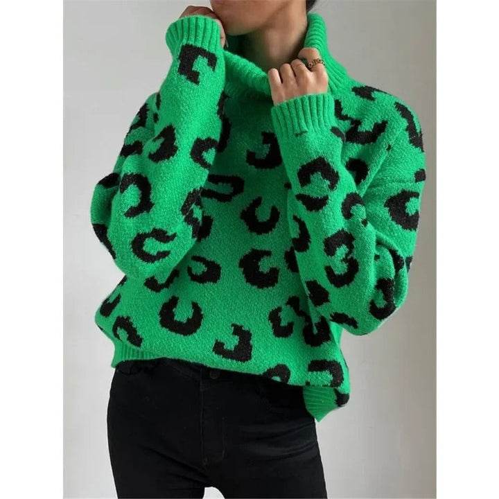 Stilla | Afslappet rullekrave-strikpullover med leopardmønster