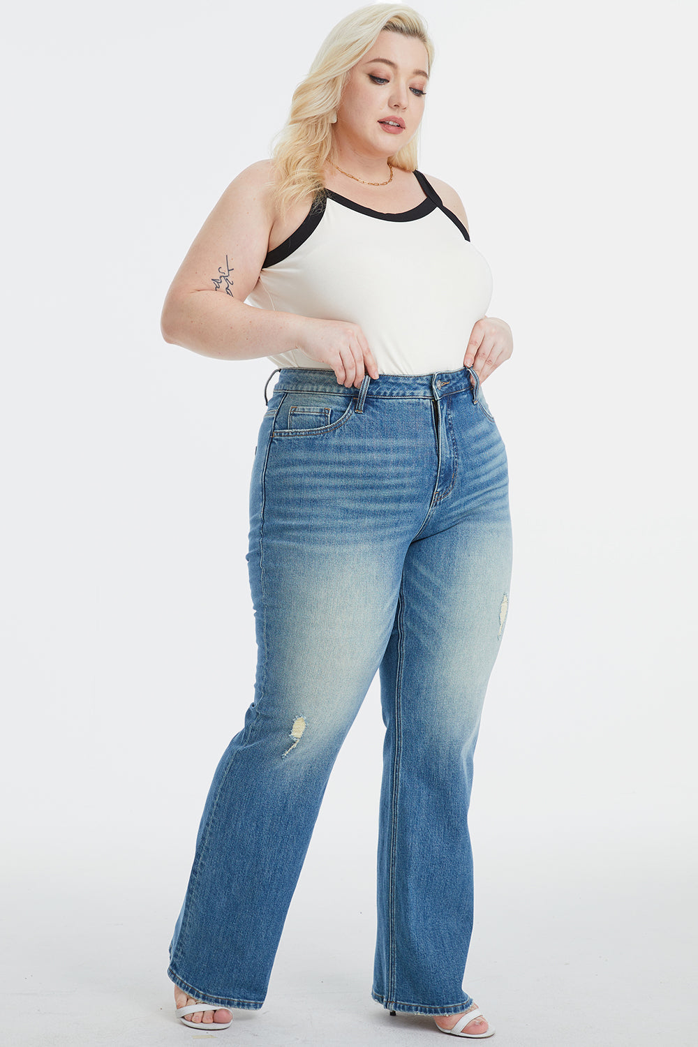 Stilla | Full Size Ultra High-waist Gradient Bootcut Jeans