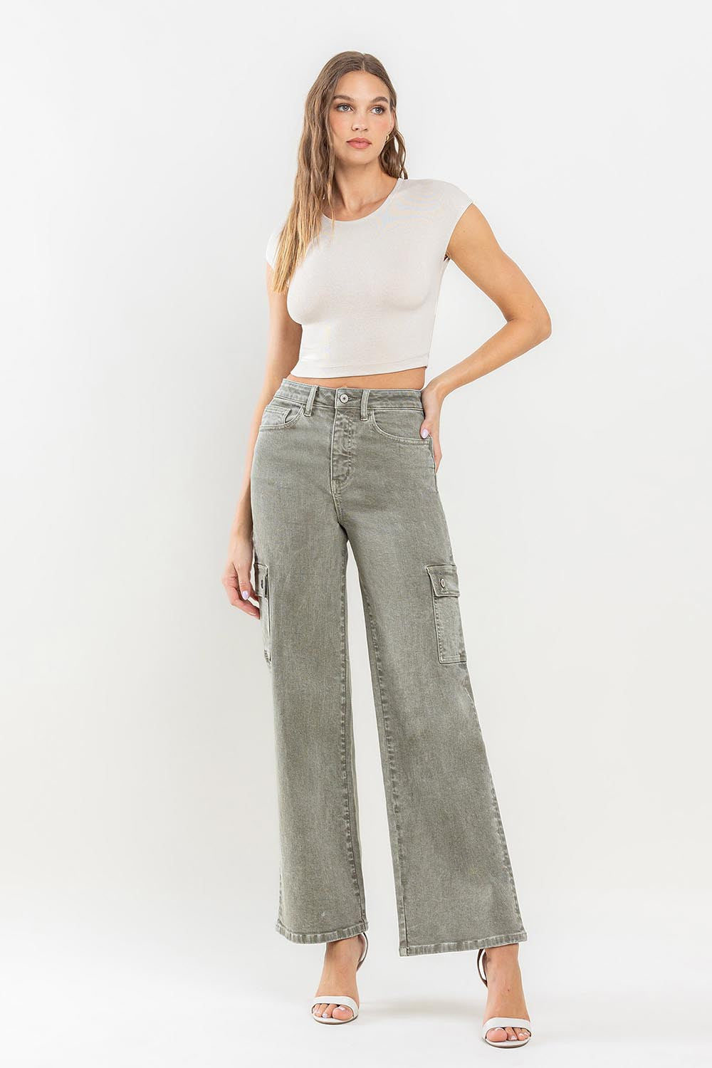 Stilla | by Flying Monkey 90'ernes Super High Rise Cargo Jeans