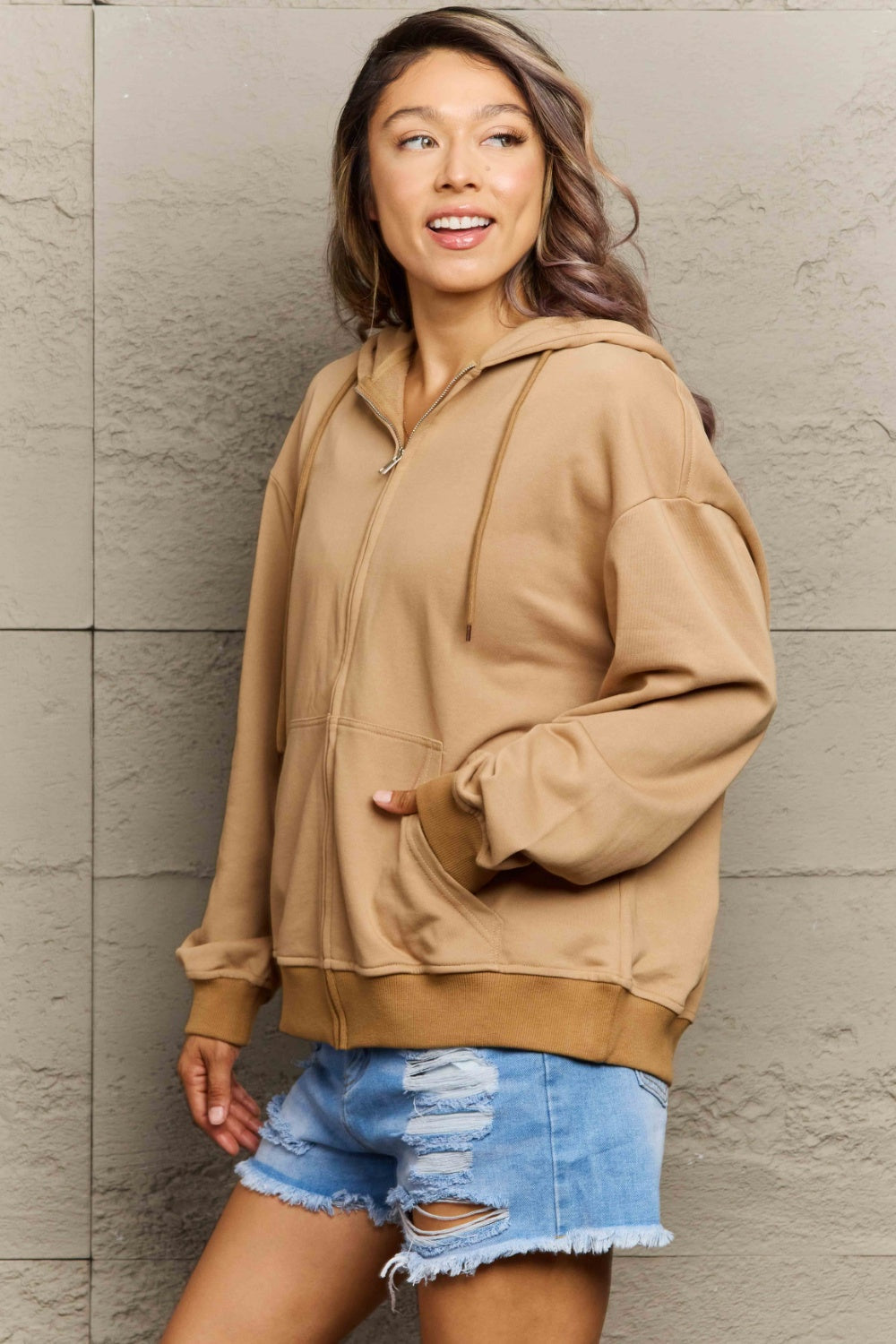 Stilla | Plus Size Zip Up Langærmet Hættetrøje