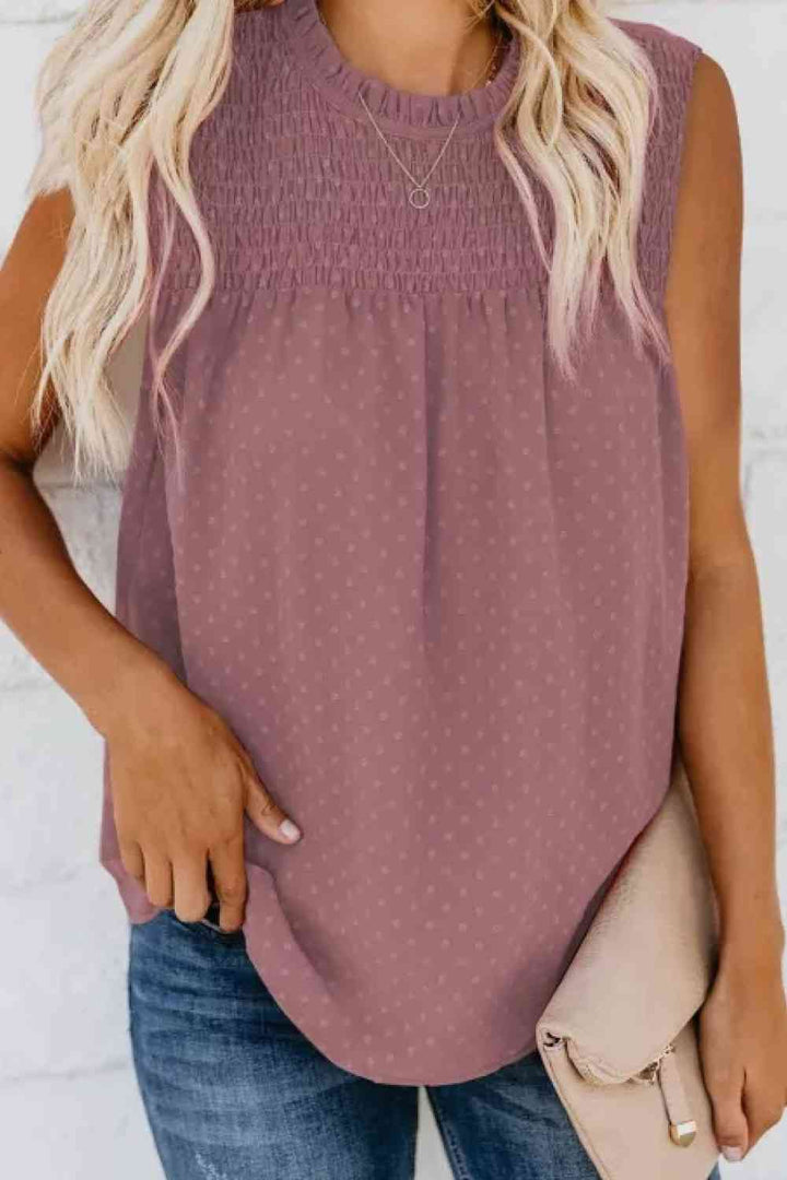 Stilla | Smocked Tie Back Frill Trim Tank